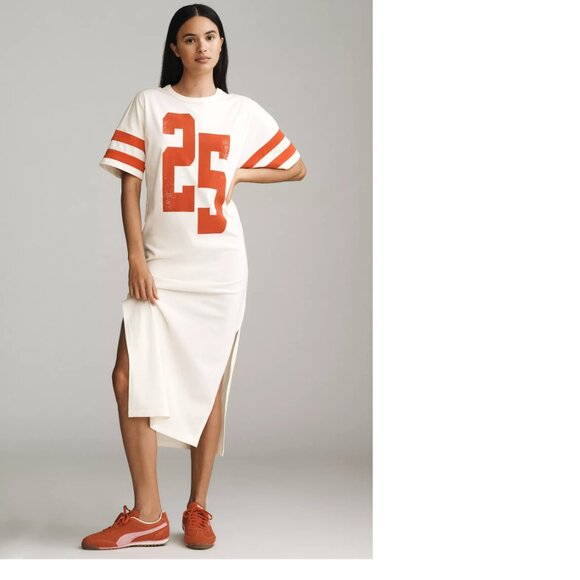 Anthropologie Dresses & Skirts - Anthropologie Daily Practice Graphic T-Shirt Midi Dress SIZE S ivory new